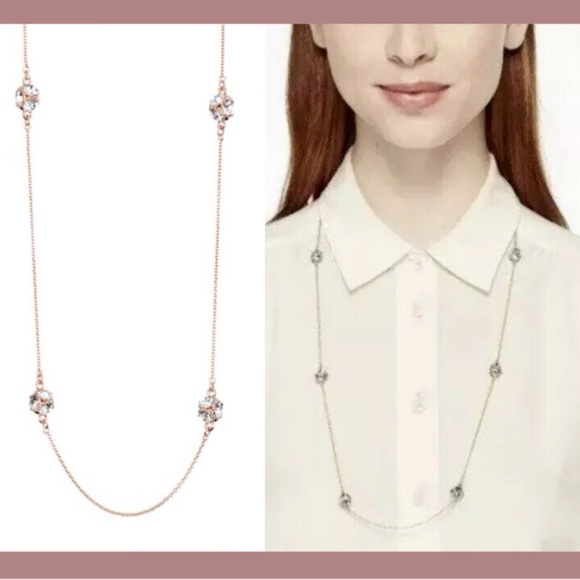 NWT $68 Kate Spade Lady Marmalade Scatter Necklace in Rose Gold Glass + DUST BAG - Picture 2 of 16